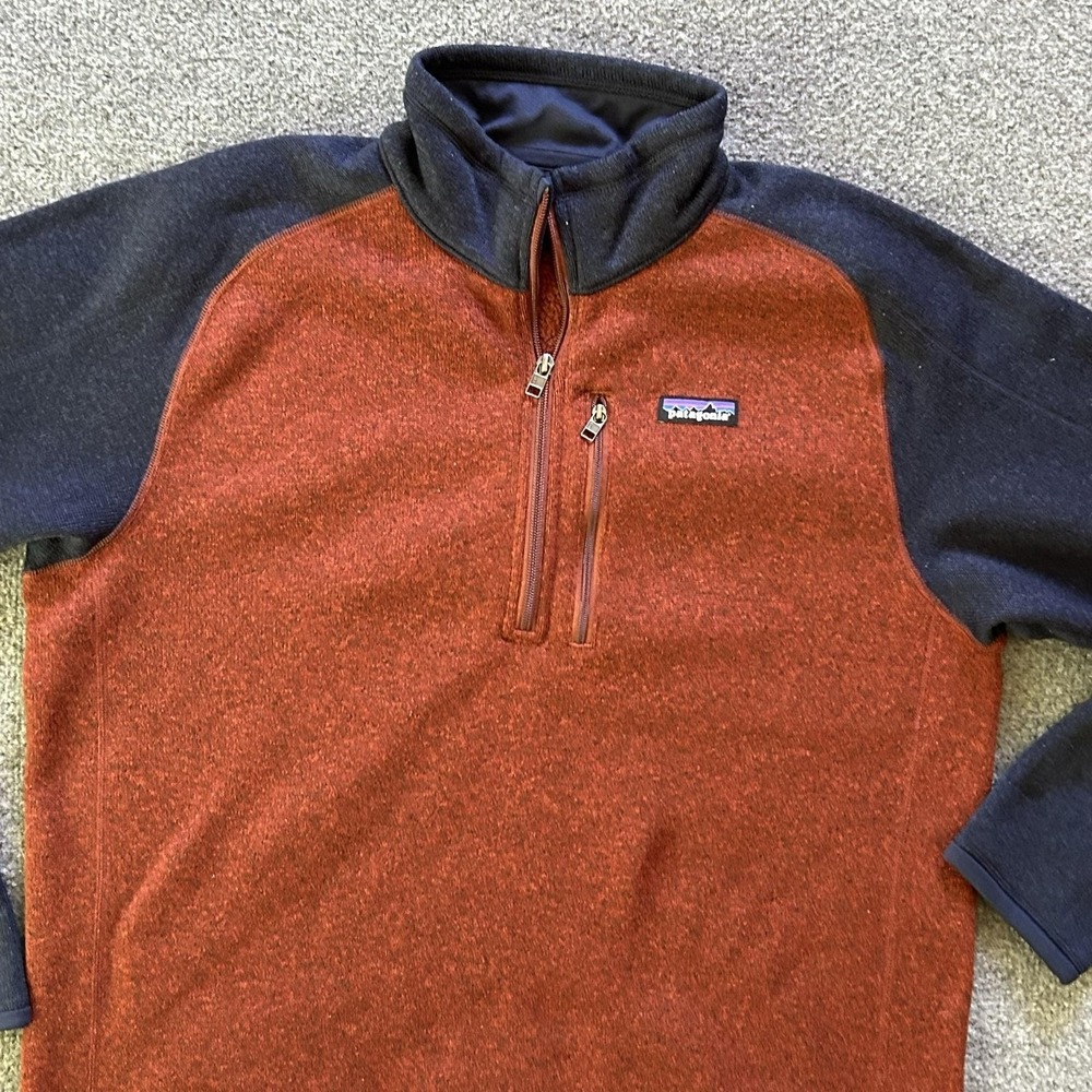 Patagonia Better Sweater Mens Large Red Gray 1/4 Zip Fleece Pullover Top Layer